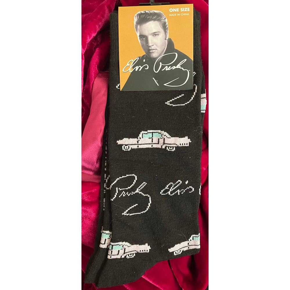 Elvis Presley Official Merchandise black white blue car Crew Socks One Size NWT